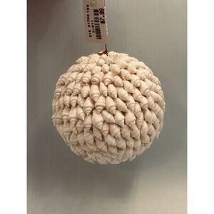 Vintage 1970s Mini White Conch Shell Encrusted Christmas Ornament